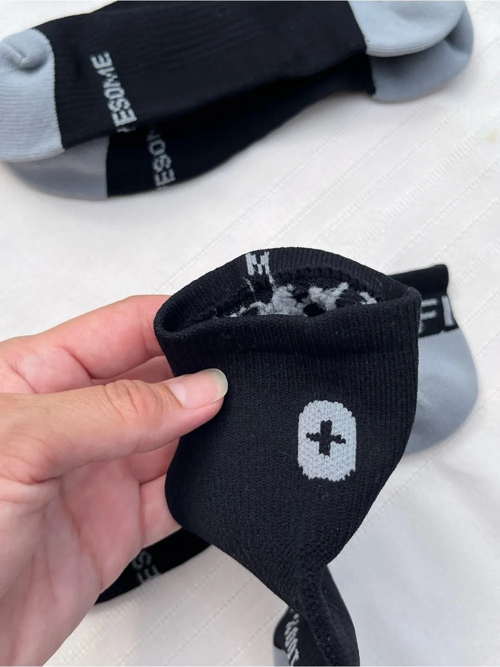 Figs Black Ankle Socks with Gray Heel and Toe
